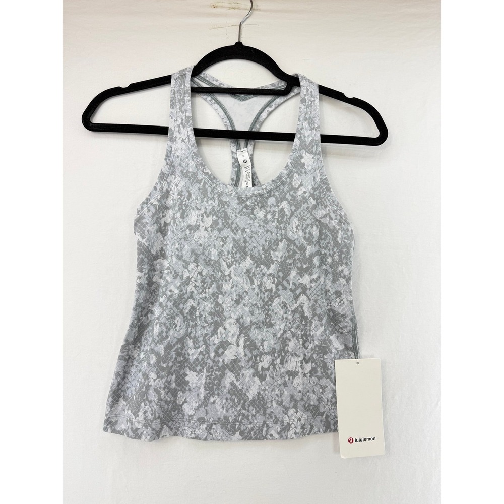 lululemon athletica Gray White Printed Racerback Tank Top